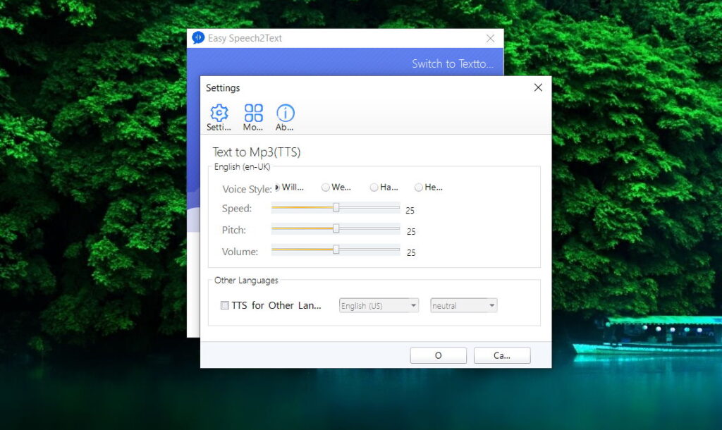 User friendly interface of Easy Speech2Text