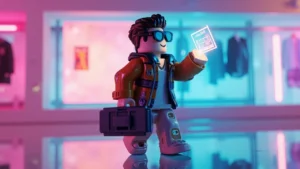 Roblox avatar entering DTI codes in Dress to Impress