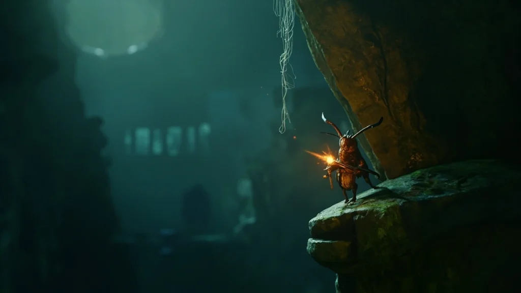Editorial concept art study of Seth from Hollow Knight Silksong in a moody cavern setting
