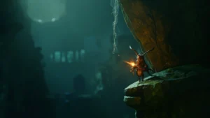 Editorial concept art study of Seth from Hollow Knight Silksong in a moody cavern setting