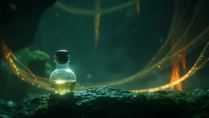 Pale oil location in Silksong gathered from a glass vial in a mossy cavern