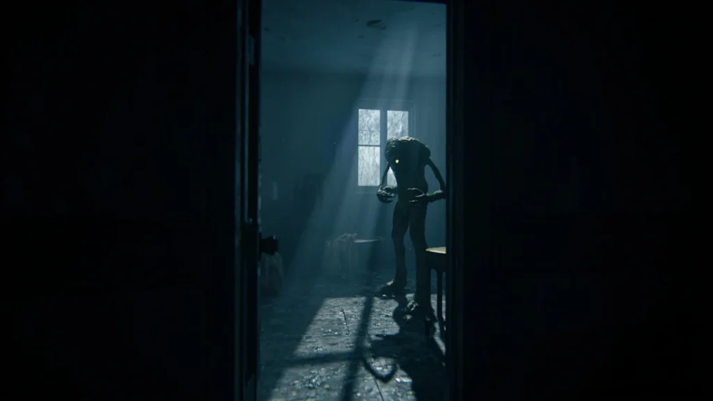 Tung tung tung sahur horror game character in a dark house