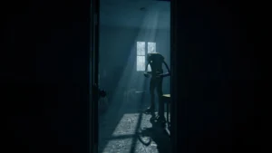 Tung tung tung sahur horror game character in a dark house