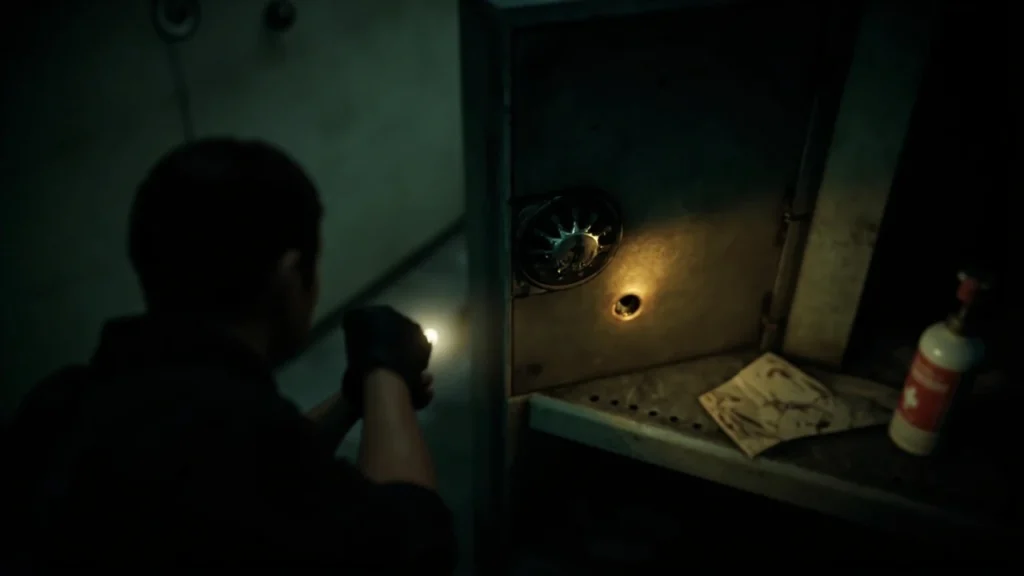 Player entering a safe code RE9 combination on a Resident Evil Requiem wall safe
